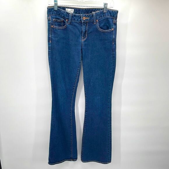 Gap 1969 curvy 27 x 31 r regular dark wash flare leg blue jean jeans low rise - Picture 2 of 11